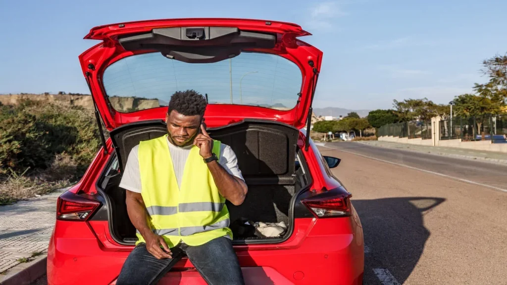 a man sitting in the trunk of a car